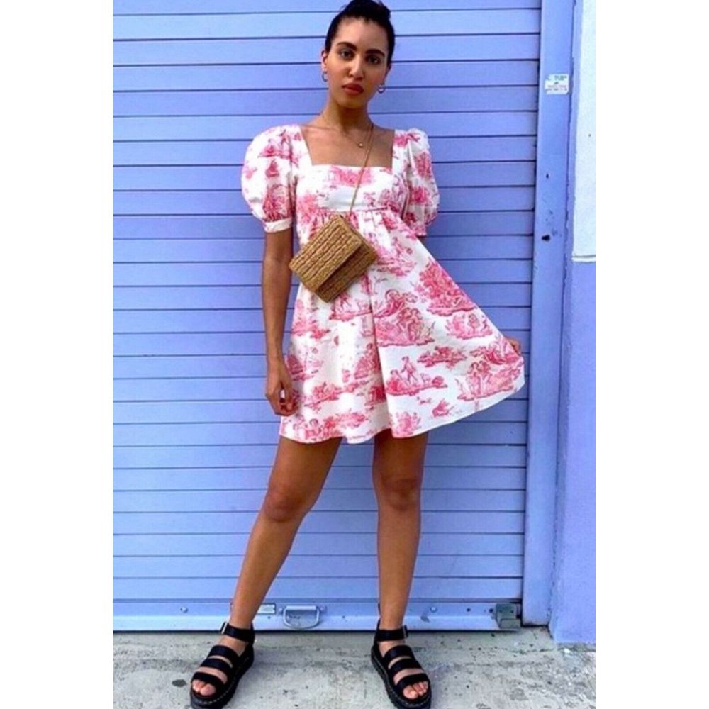 Urban Outfitters X Laura Ashley Babydoll Penelope Cherub Boho Dress Womens Sz L
